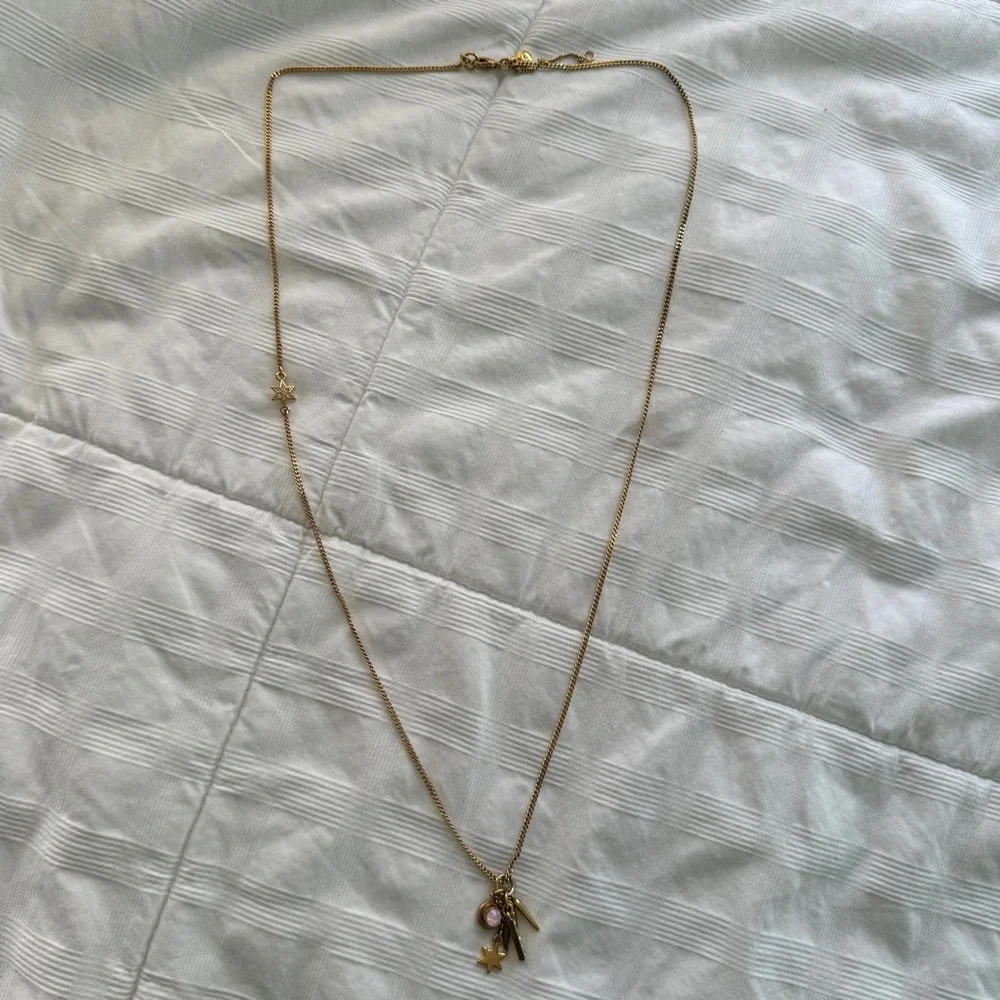 Gold Charm Necklace with Star and Gem Accents - Picture 2 of 5